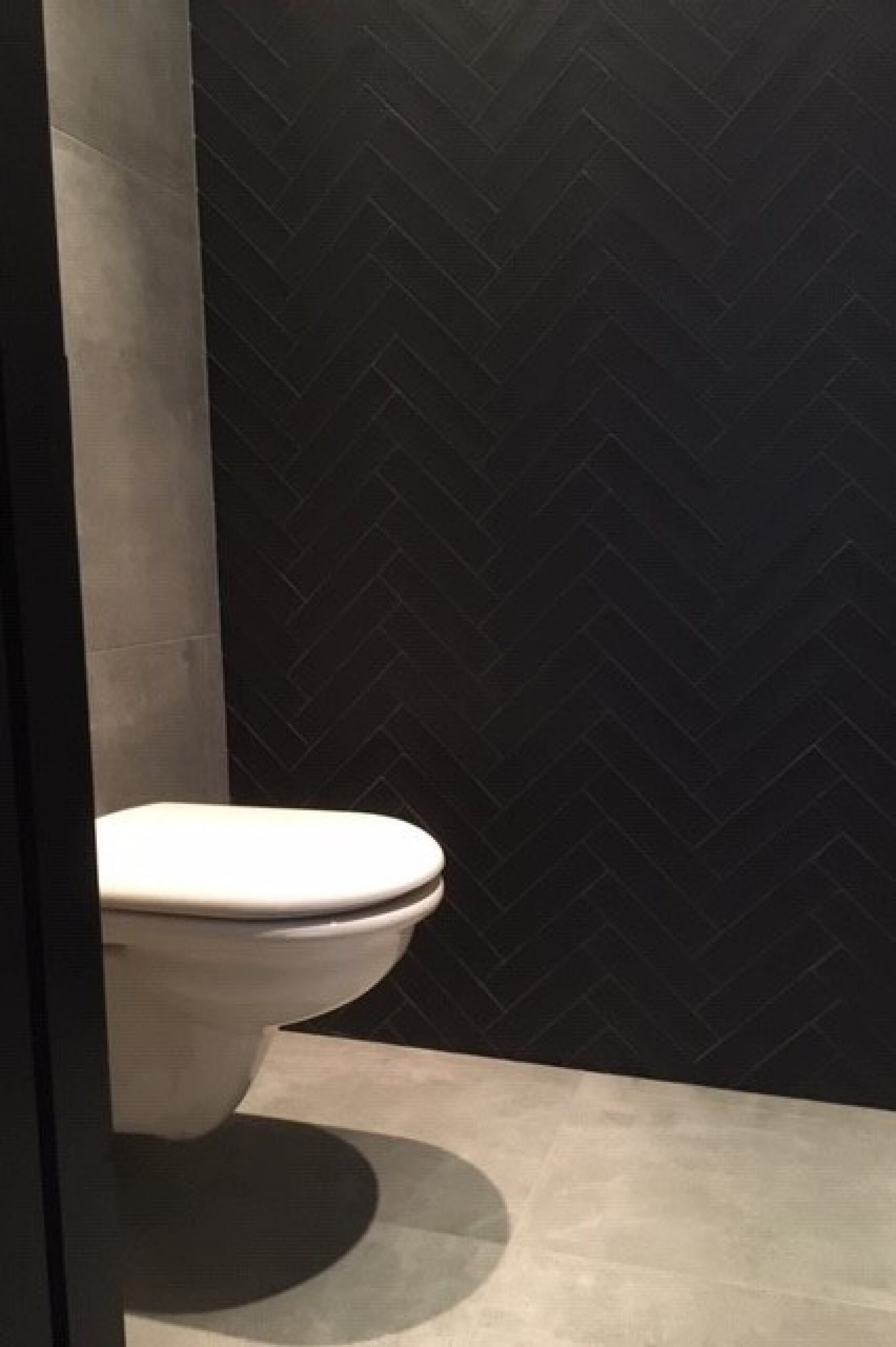 Toilet met mat zwarte tegels
